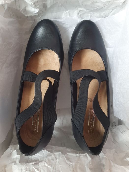 Pantofi piele naturala, Fifth Avenue, cu barete elastica, 39, toc 6 cm