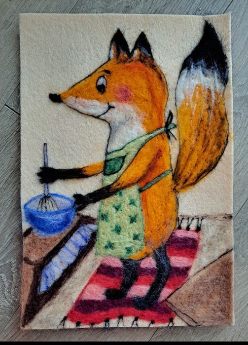 Ръчно правена картина от вълна (филцване))