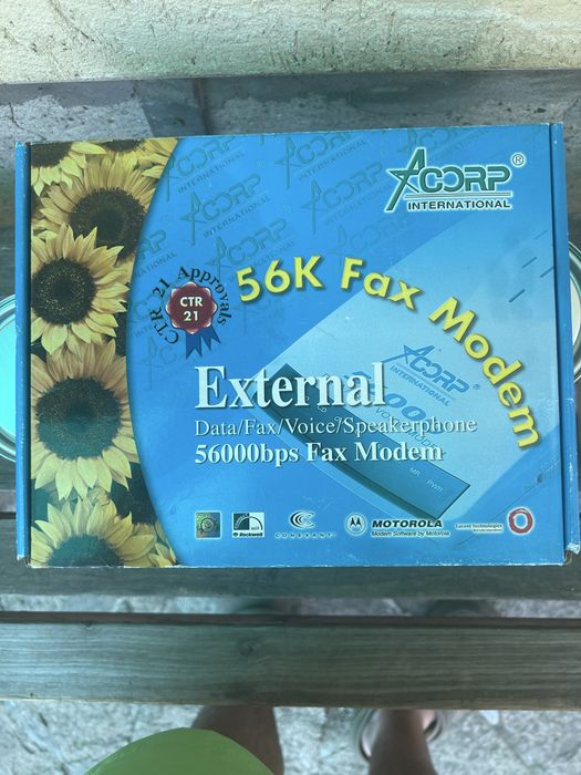 Ретро външен модем Acorp 56K Data/Fax/Voice – Пълен Комплект (За колекционери)