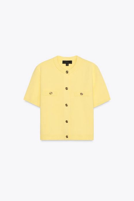 Дамски плетен конплект в жълто ZARA