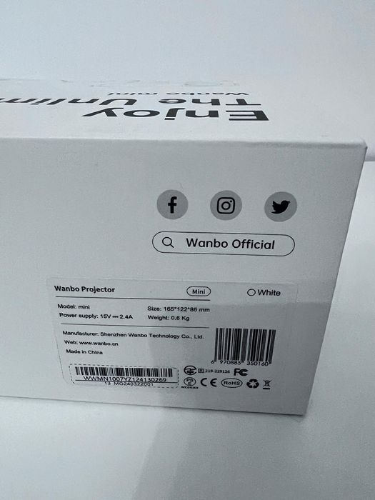 Videoproiector Portabil Wanbo Mini HD, 250 Lumeni, 720p