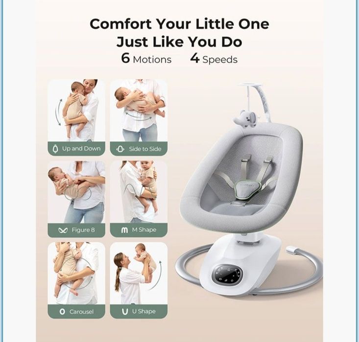 Momcozy електрическа бебешка люлка 3D Swing – почти нова, в кутия