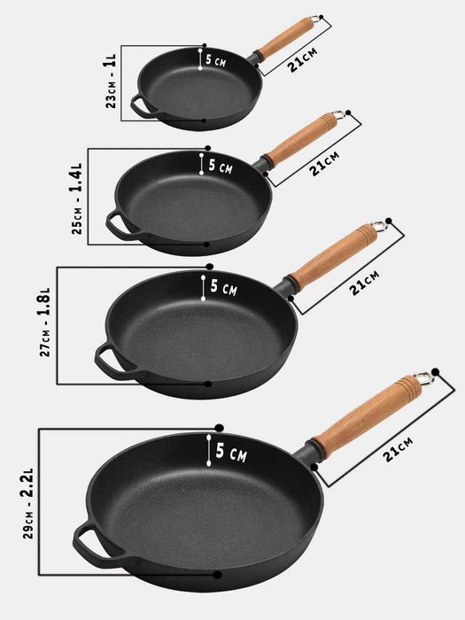 Чугунная сковорода, закаленная стеклянная крышка