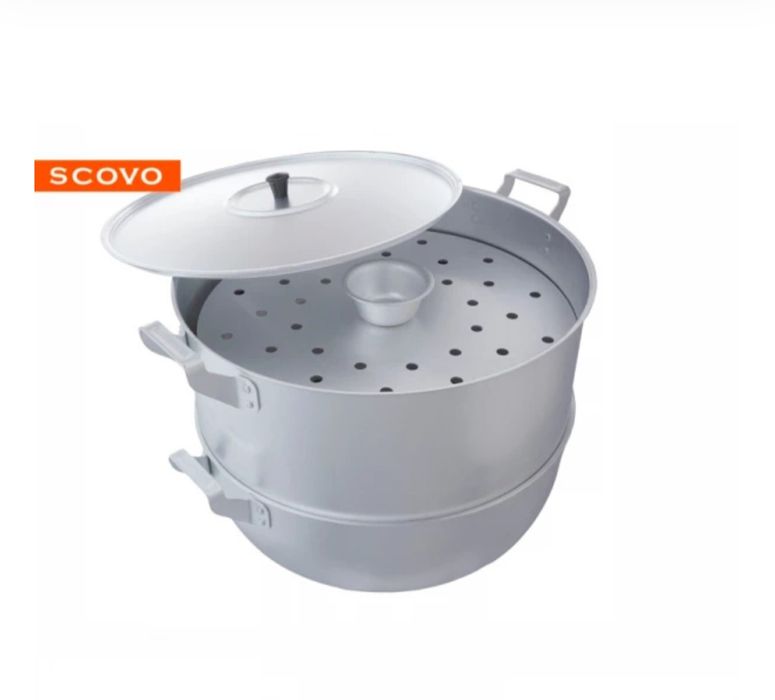 Алюминиевая мантоварка — 15 литров (34 см диаметр, 4 яруса)