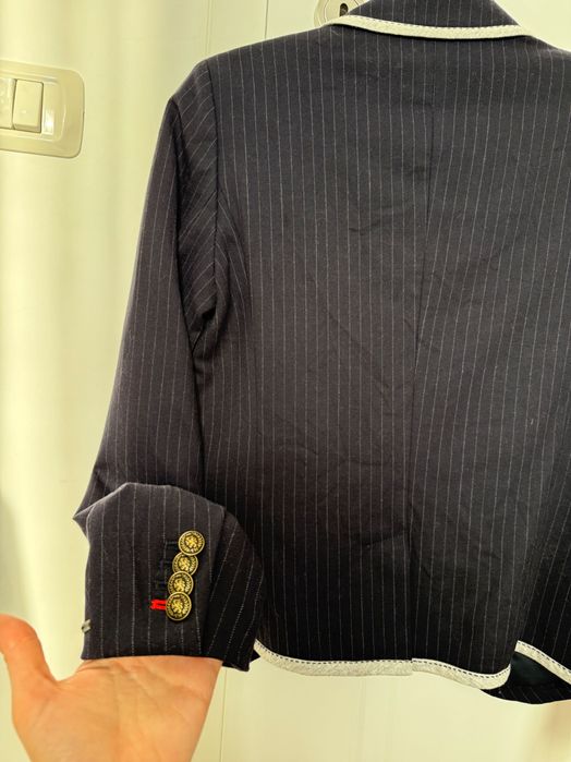 Sacou Tommy Hilfiger dama albastru inchis cu dungi,marime 6 S original