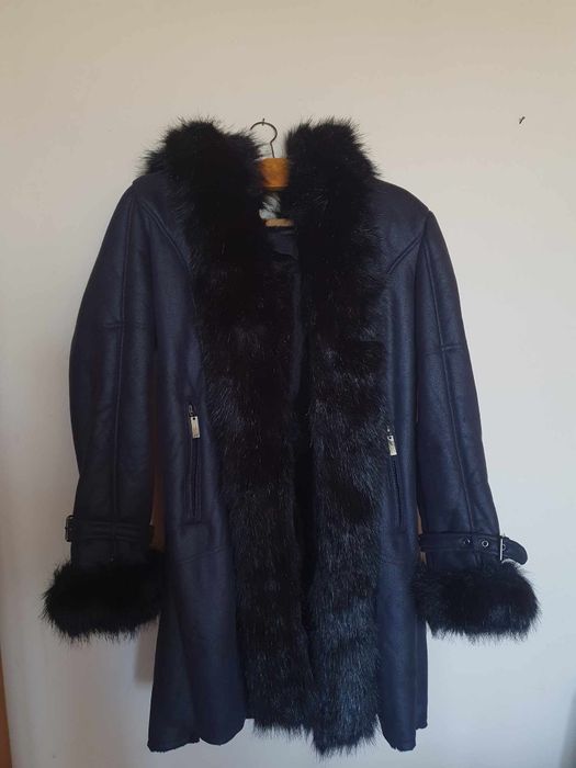 Кожено палто с пух