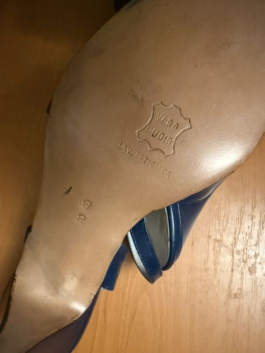 Чисто нови италиански Vero Cuoio 8 1/2 ;кожени дамски чехли с лепка 38