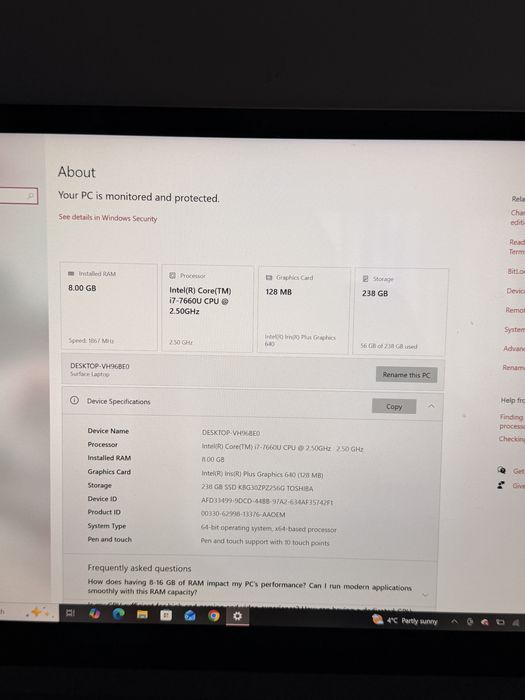 Microsoft surface laptop 1769