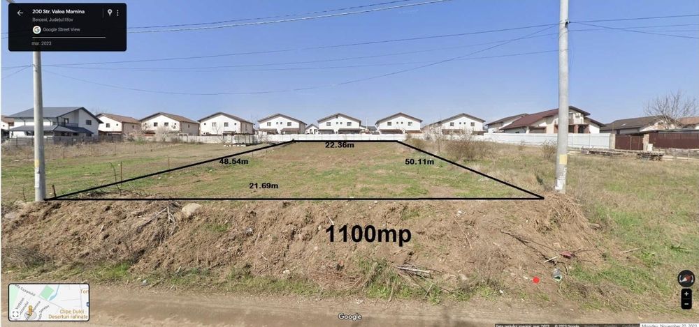 Teren intravilan  Stadion Comuna Berceni 1100mp