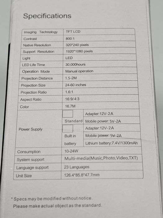 Video proiector LED portabil