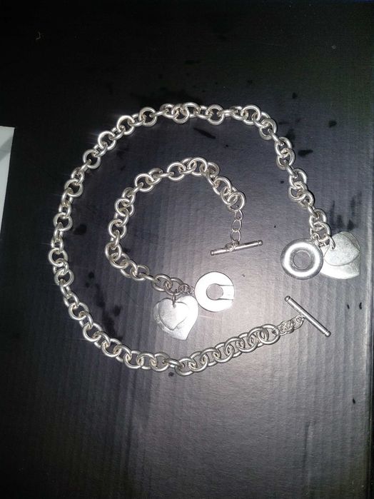 Супер изгодно! Комплект посребрени колие и гривна дамски.