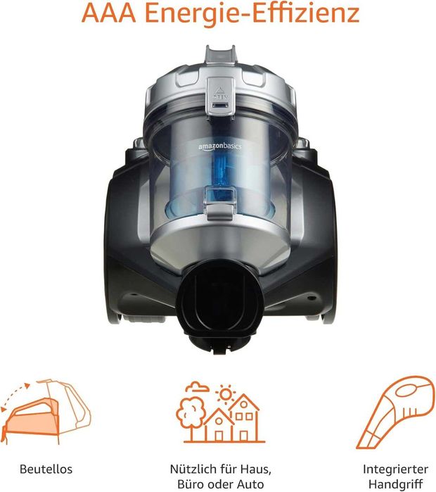 Мощна Прахосмукачка без торба Amazon Basics, 700W, HEPA филтър, 1.5л.