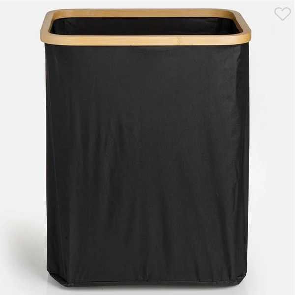 Декоративен кош за пране Mercado Trade, Черен, Бамбуk