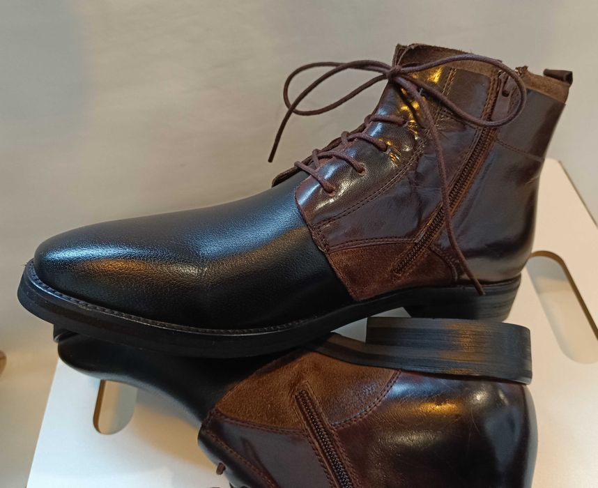 Ghete derby 41 lace up DAHLIN NOI piele naturala moale maro negru