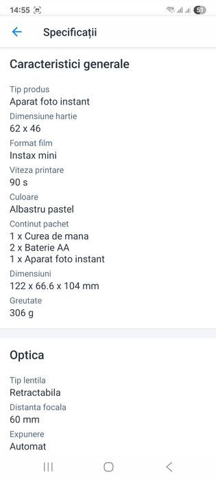 Aparat fujifilm  instax mini12 pastel blue