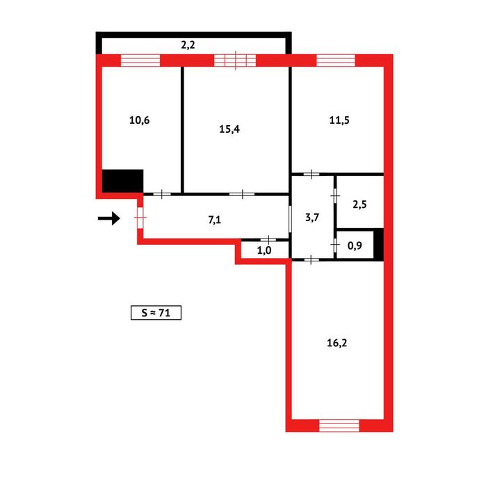 3-комн. квартира У/П в 9 мкр.