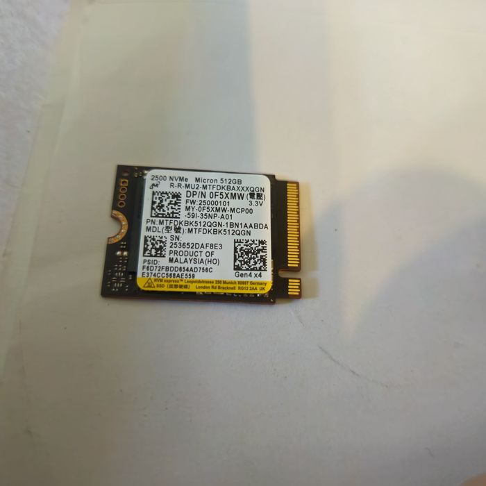 Нов NVMe SSD Micron 512GB M.2 (PCIe Gen4 x4)