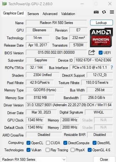 Placa video Sapphire Radeon RX 580 NITRO+ Special Edition 8GB GDDR5 256-bit.