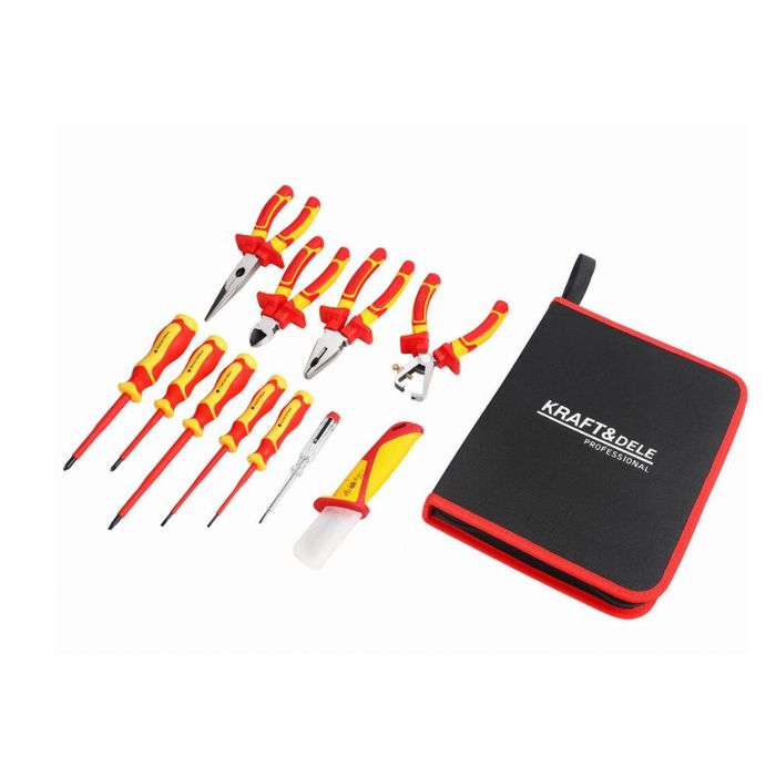 Set scule izolate pentru electricieni, trusa 11 piese, Kraft