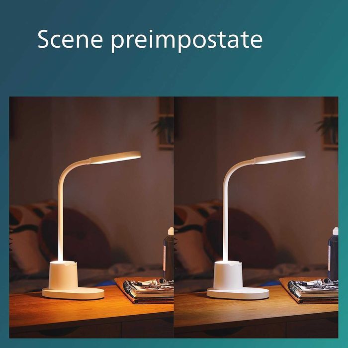 Настолна лампа LED Philips, С батерия, 7W, 200 лумена