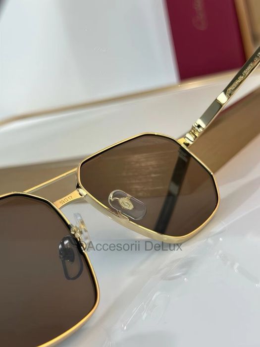Ochelari de Soare Cartier Aviator CT0462S Full Box Santos De Cartier [Verificare Colet] Gold
