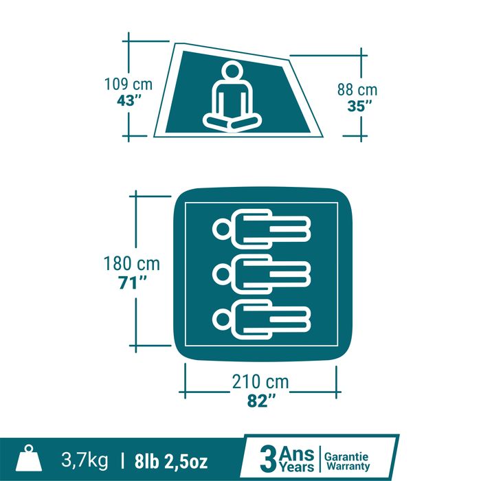 Cort de camping instant 3 locuri, 2 - produs resigilat Decathlon