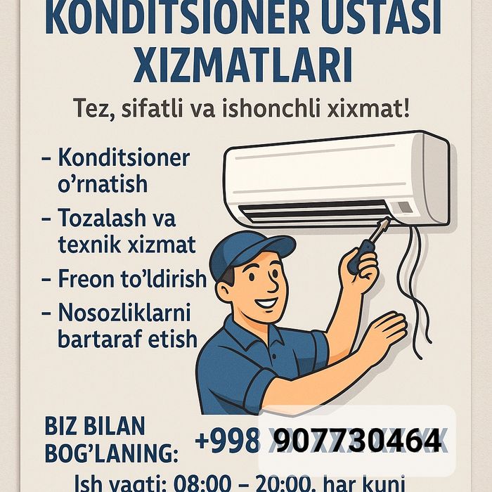Установка кондиционер, установка сув фильерлари, установка стиральная