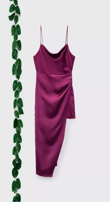 Rochie Zara satinata, culoare violet vibrant, marime S