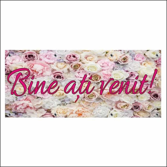 Banner BINE ATI VENIT!, 200 cm x 80 cm-lichidare stoc -70%