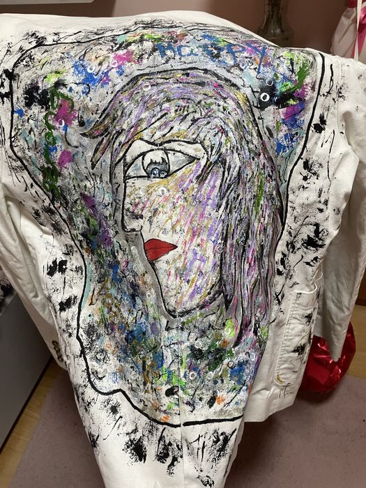 Jachetă denim pictată manual – unicat – handmade