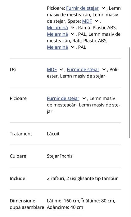 Comodă TV stejar - set cu dulapul