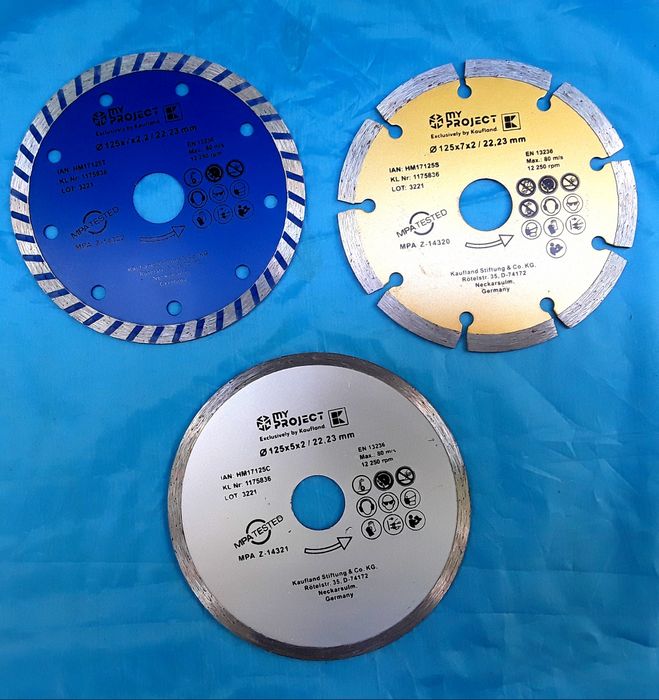 Set 3 discuri diamantate ⊙125 pentru tăiat beton, piatra,tingla 40 Lei