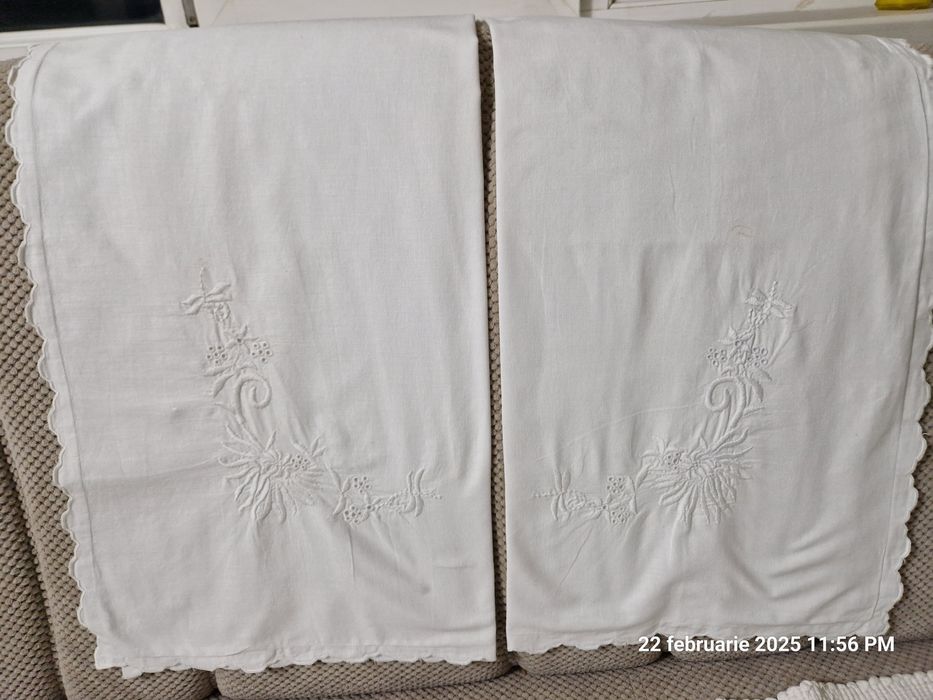 Lenjerie pat,fete de perna,cearceafuri bumbac cu dantela,broderie