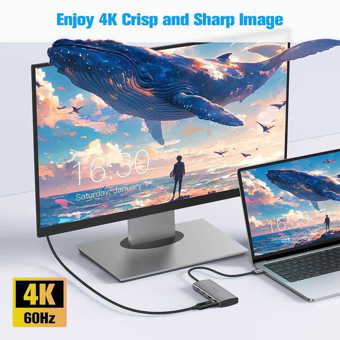 RSHTECH 10Gbps USB C хъб, 7-в-1 USB C многопортов адаптер с 4K HDMI