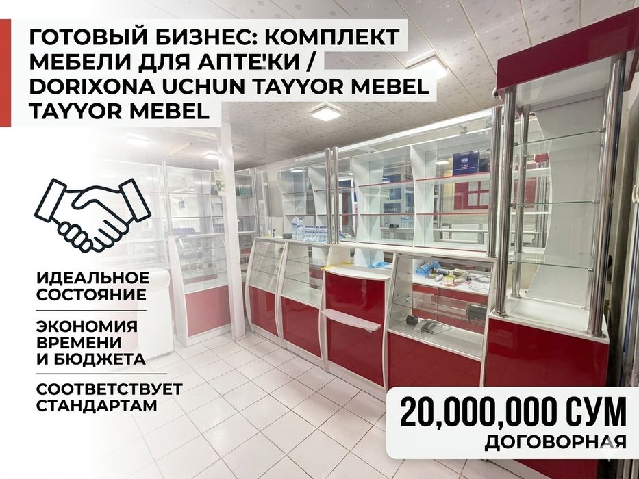 Готовый комплект мебели для аптеки / Витрины и шкафы (Идеальное состо