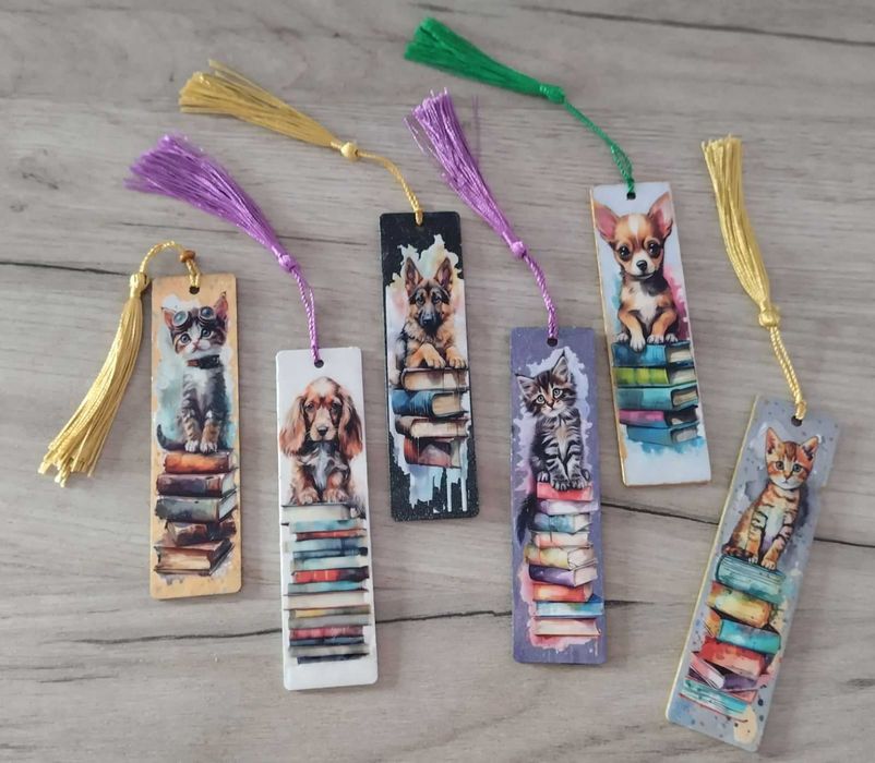 Ръчно изработен книгоразделител с куче или коте