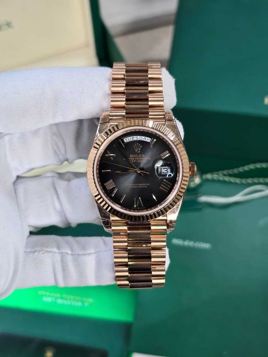 Rolex Daydate Ombré Dial 40 MM Placat cu Aur Rose 7 micron 210 Grame + sticla safir original