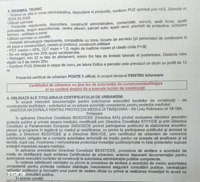 Teren cu  PUZ  Lidl  Ghiroda Aeroport cu  regim inaltime P+3E .