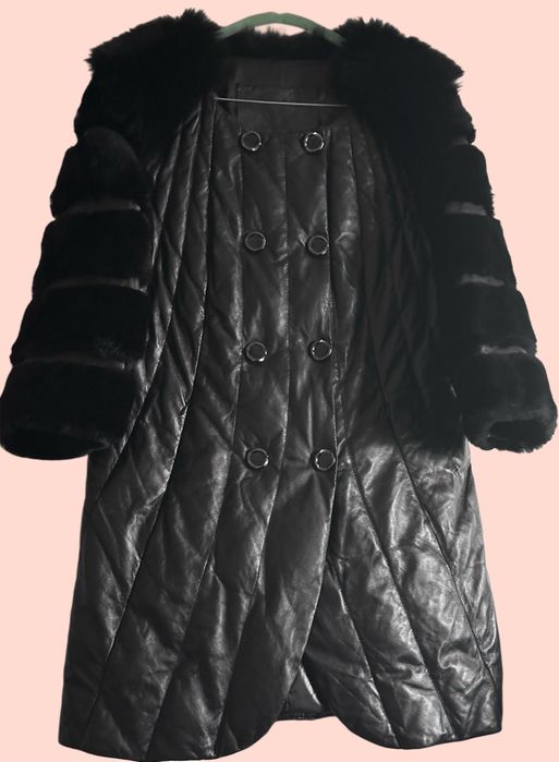 Haină din piele și blană naturală S/M preț redus extrasezon