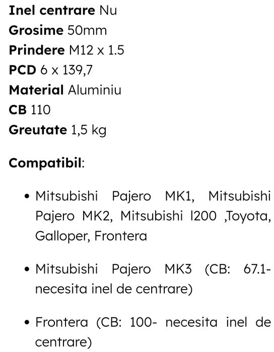 Flanșe distanțiere Toyota Hilux, L200