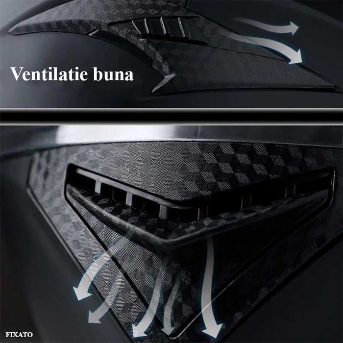 Casca Moto/Scuter/ATV, Viziera Dubla, Esarfa detasabila, Negru