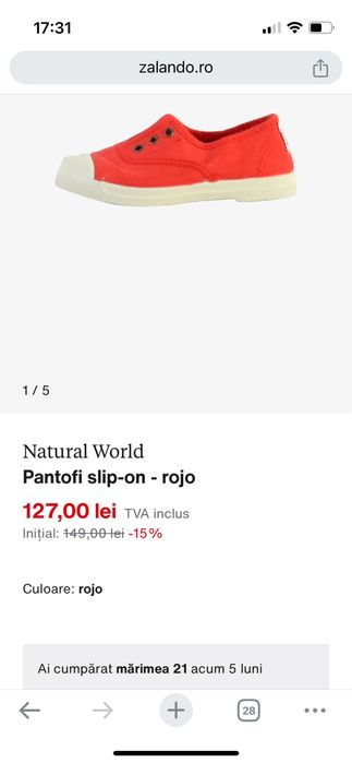 Tenisi Natural World, marimea 21