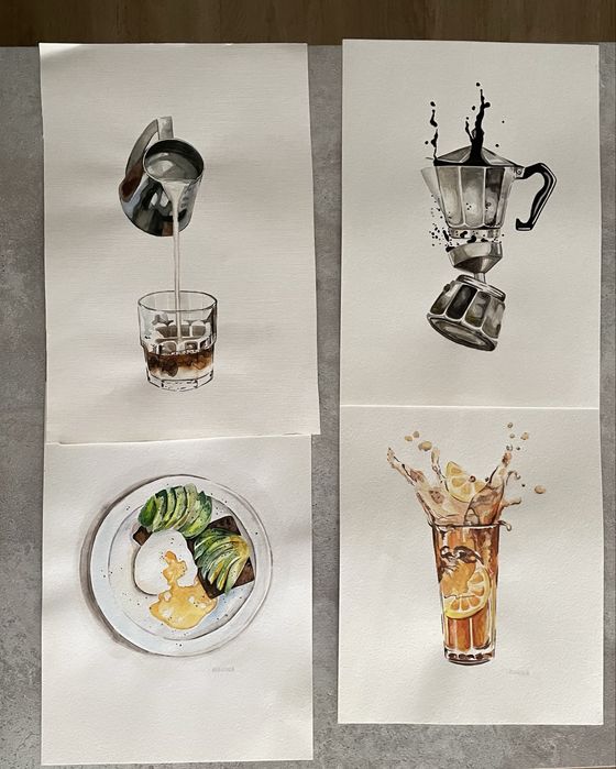 Акварельные иллюстрации для интерьера