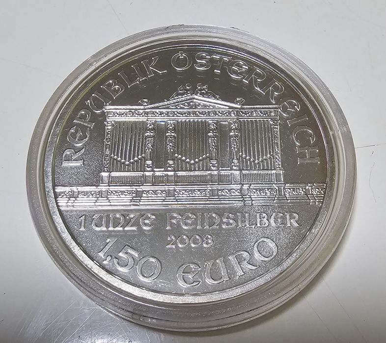 Сребърна монета Виенска филхармония с позлатяване 1oz 2008