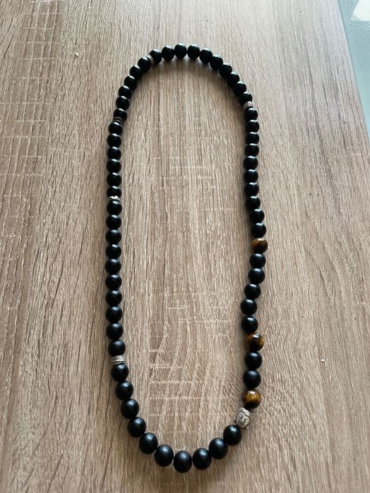 Мъжки ръчно правени гердани от обсидиан и тигрово око