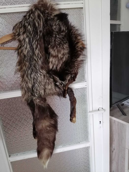 Богата голяма сребърна лисича яка.