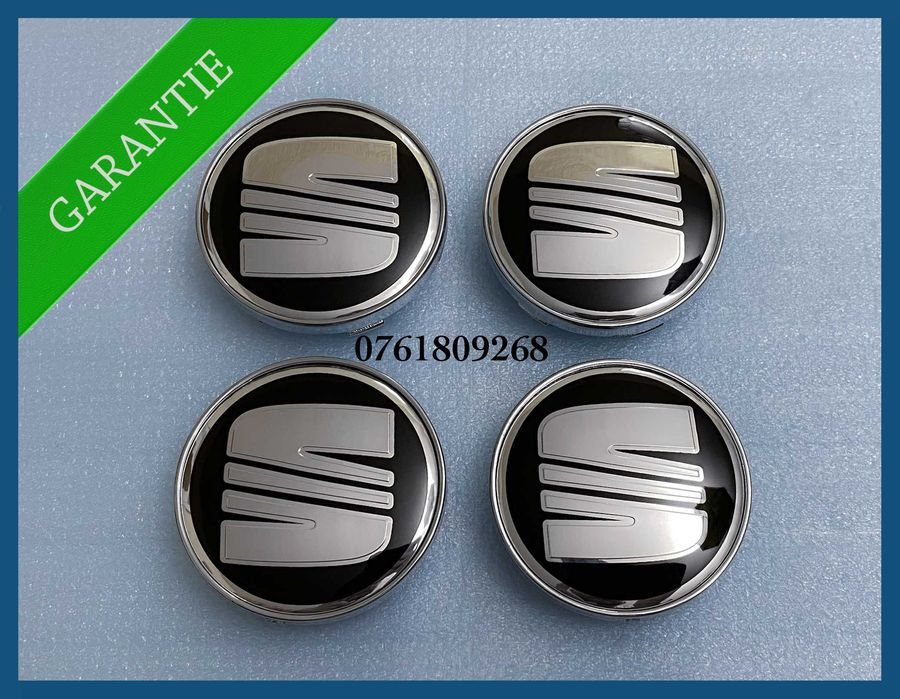 Set 4 capace negre 60mm jante aliaj Seat