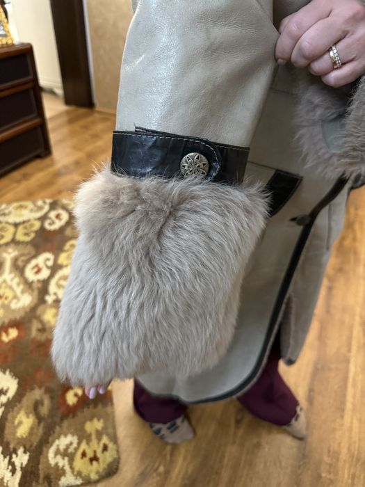 Cojoc piele de miel cu insertii de piele naturala si blana naturala