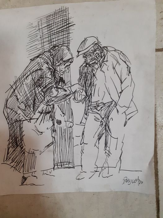 Стари рисунки подписани Илия Бешков,карикатура,стара картина,рисунка