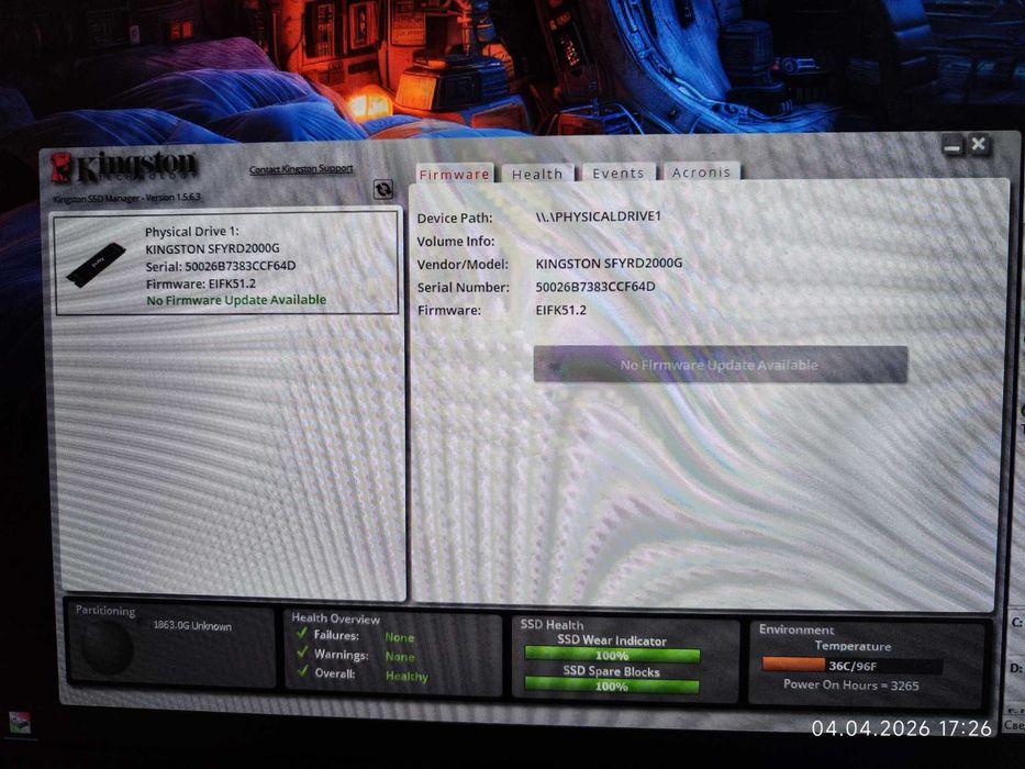 SSD 2TB Kingston Fury Renegade M.2 SFYRD/2000G